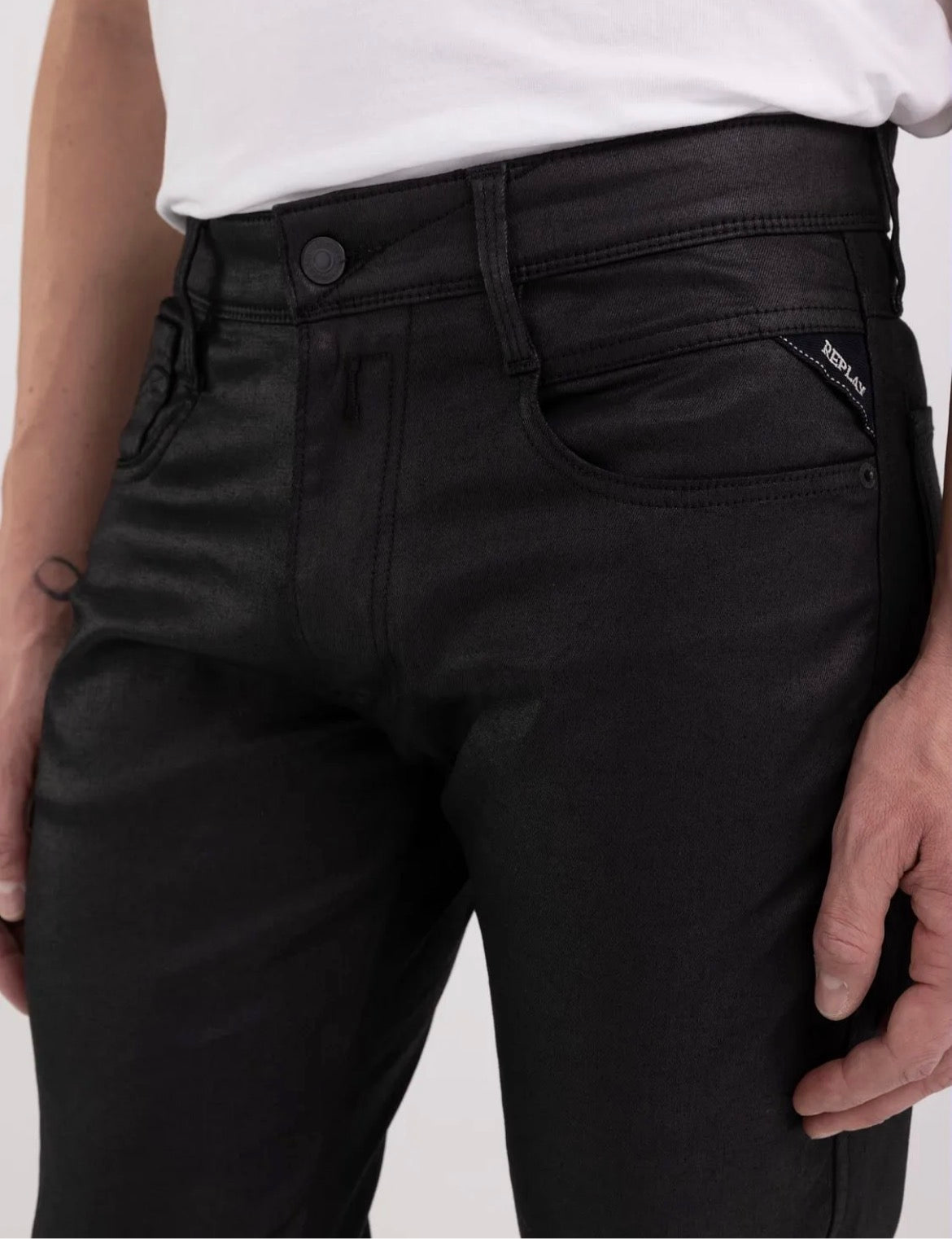 REPLAY SLIM FIT WAX COATED BRONNY JEANS