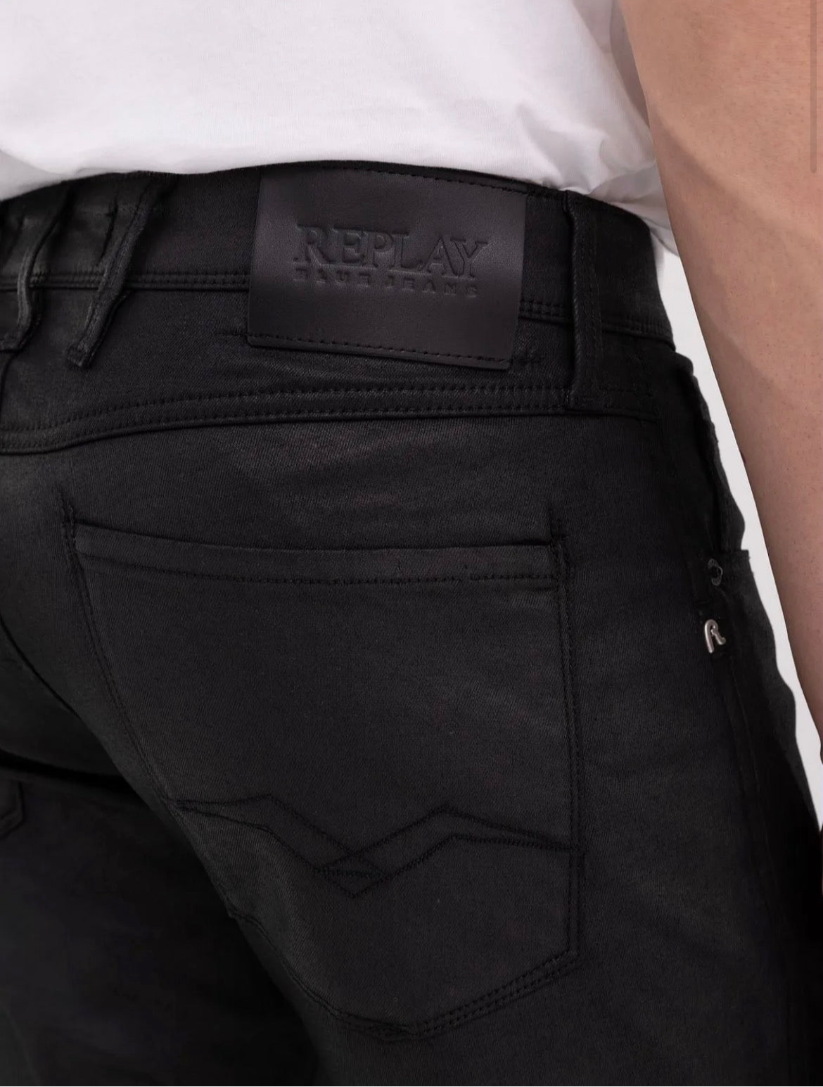 REPLAY SLIM FIT WAX COATED BRONNY JEANS